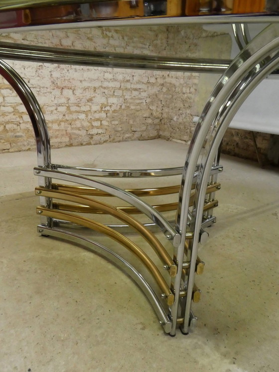 Image 1 of Table En Verre Fumé & Chrome, 1970