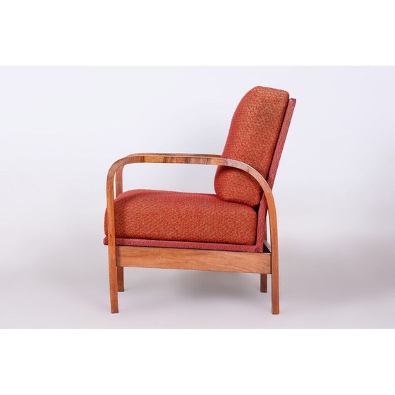 Image 1 of Fauteuil Vintage Art Déco en placage de noyer, Tchécoslovaquie 1930