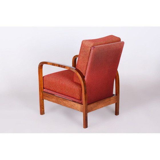 Image 1 of Fauteuil Vintage Art Déco en placage de noyer, Tchécoslovaquie 1930