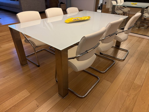 Table de salle à manger Sumisura en verre et inox