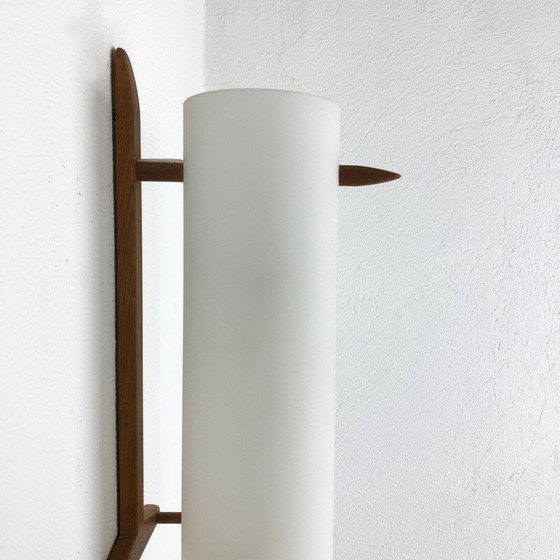 Image 1 of Applique scandinave vintage en teck et verre par Uno et Östen Kristiquil pour Luxus, Suède 1960