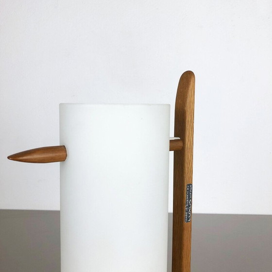 Image 1 of Applique scandinave vintage en teck et verre par Uno et Östen Kristiquil pour Luxus, Suède 1960