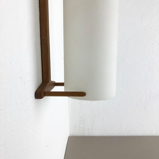 Image 1 of Applique scandinave vintage en teck et verre par Uno et Östen Kristiquil pour Luxus, Suède 1960
