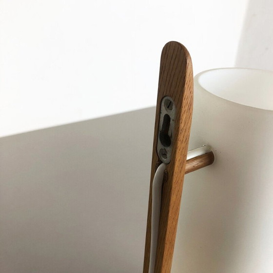 Image 1 of Applique scandinave vintage en teck et verre par Uno et Östen Kristiquil pour Luxus, Suède 1960