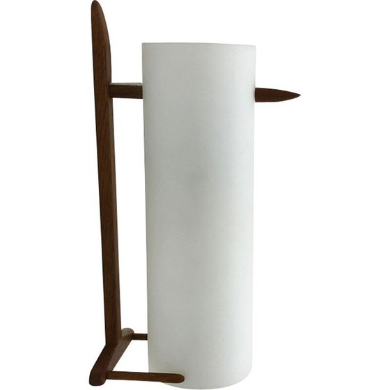 Image 1 of Applique scandinave vintage en teck et verre par Uno et Östen Kristiquil pour Luxus, Suède 1960