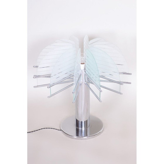 Image 1 of Lampe vintage en verre sablé et acier chromé par Kamenický Šenov, 1950