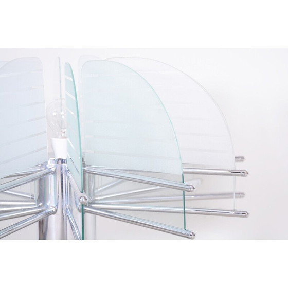 Image 1 of Lampe vintage en verre sablé et acier chromé par Kamenický Šenov, 1950