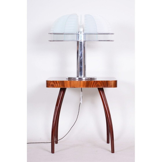 Image 1 of Lampe vintage en verre sablé et acier chromé par Kamenický Šenov, 1950