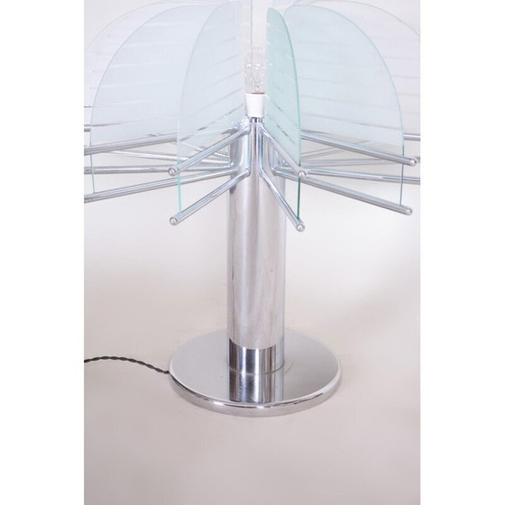 Image 1 of Lampe vintage en verre sablé et acier chromé par Kamenický Šenov, 1950