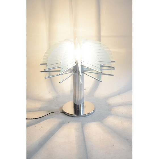 Image 1 of Lampe vintage en verre sablé et acier chromé par Kamenický Šenov, 1950