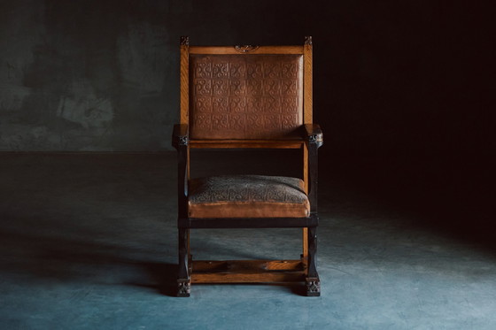 Image 1 of Vintage Art Nouveau Amsterdam School Armchair by Lion Cachet dutch 1920s