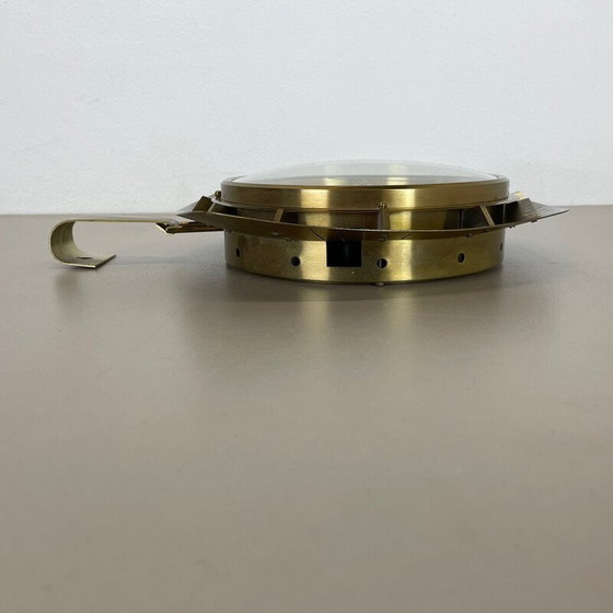 Image 1 of Horloge murale vintage en laiton et métal pour Atlanta Electric, Allemagne années 1950