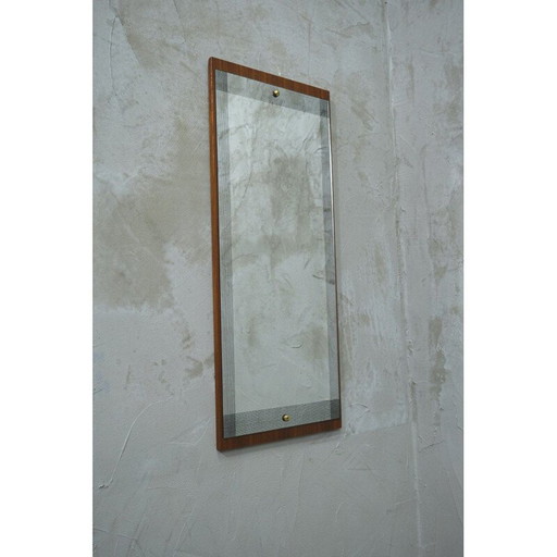 Miroir mural en noyer vintage Pop Art, 1970
