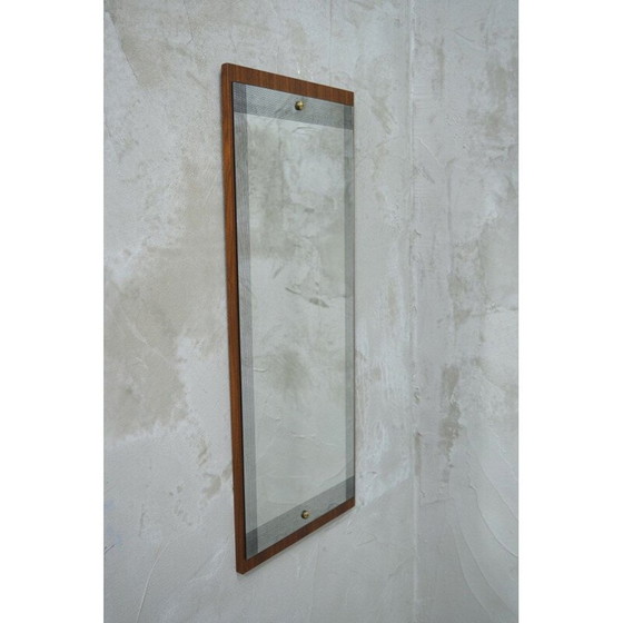 Image 1 of Miroir mural en noyer vintage Pop Art, 1970