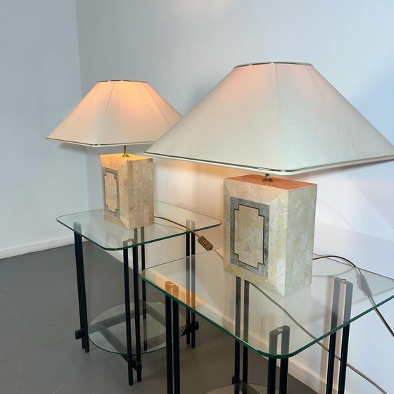 Image 1 of Jeu de lampes de table en marbre '1980'