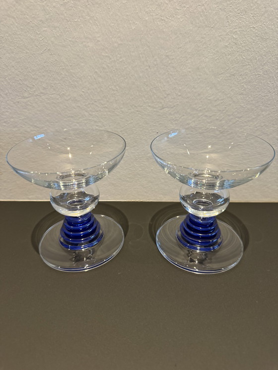 Image 1 of 6 verres Art Déco bleu années 30