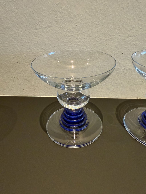 6 verres Art Déco bleu années 30