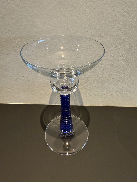 Image 1 of 6 verres Art Déco bleu années 30