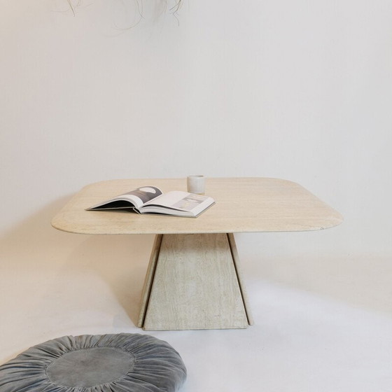 Image 1 of Table basse vintage en travertin, Italie 1970