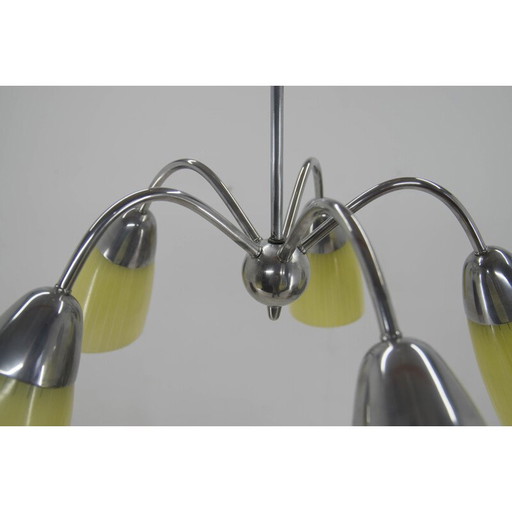 Lustre à 5 flammes du milieu du siècle, Tchécoslovaquie, années 1950