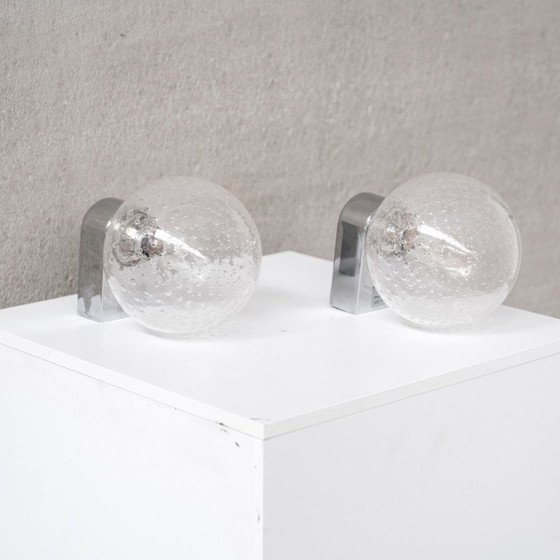 Image 1 of Paire d'appliques en verre vintage, Italie 1980