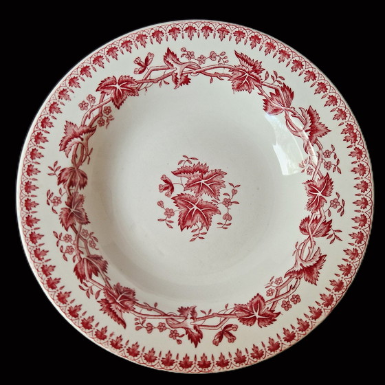 Image 1 of 6 assiettes creuses rouge géranium de la Société Céramique