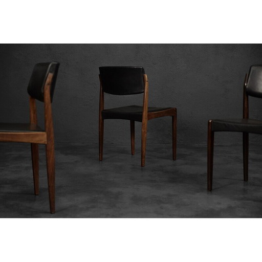 Ensemble de 3 chaises vintage en palissandre et cuir par H.W. Klein pour Bramin, Danemark 1960