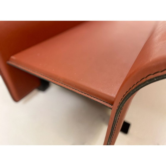 Image 1 of Table basse vintage en cuir et verre, Italie 1980