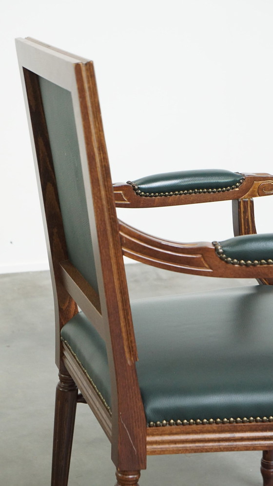 Image 1 of Chaise anglaise en cuir de boeuf vert foncé