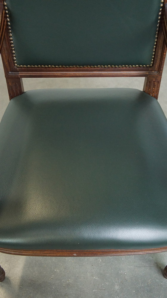 Image 1 of Chaise anglaise en cuir de boeuf vert foncé