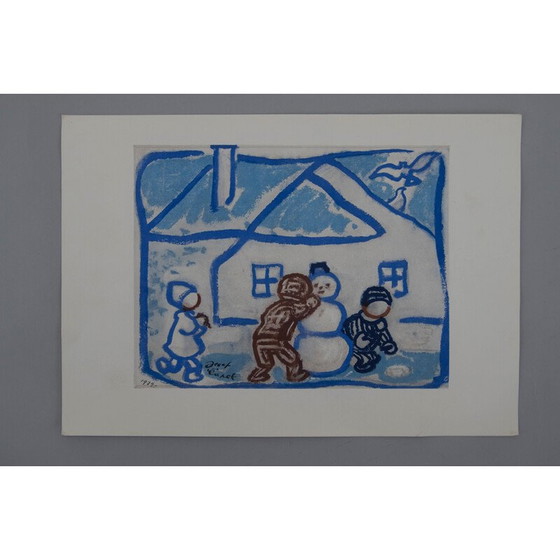 Image 1 of Gravure ancienne n° 12 Bonhomme de neige de Josef Capek, 1929