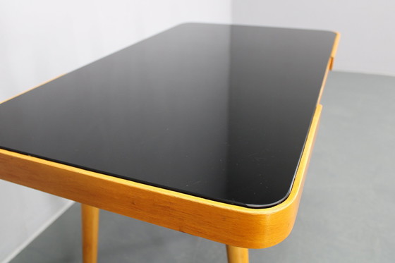 Image 1 of 1960S Table basse en hêtre avec plateau en verre , Tchécoslovaquie