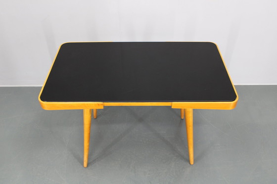 Image 1 of 1960S Table basse en hêtre avec plateau en verre , Tchécoslovaquie