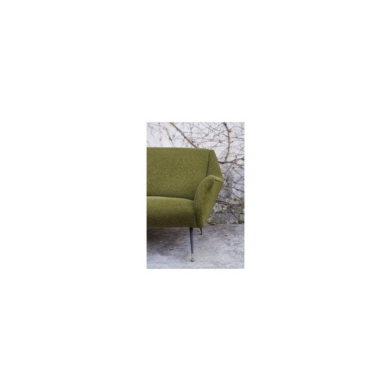 Image 1 of Canapé vintage incurvé en laiton et laine par Gigi Radice pour Minotti, Italie 1950