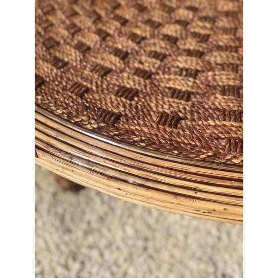 Image 1 of Table basse vintage en corde et rotin tressés, 1970