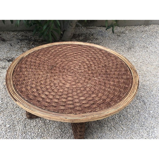 Image 1 of Table basse vintage en corde et rotin tressés, 1970