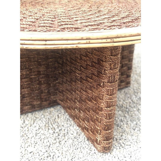 Image 1 of Table basse vintage en corde et rotin tressés, 1970