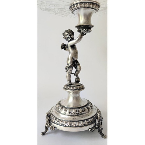 Image 1 of Coupe à fruits vintage en cristal taillé sur pied en forme d'ange, Allemagne, années 1800