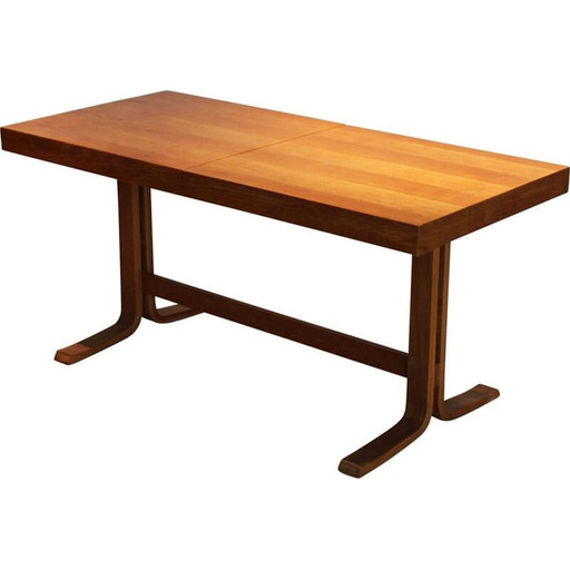 Table basse extensible en bois courbé vintage par Drevopodnik Holesov, Tchécoslovaquie 1970