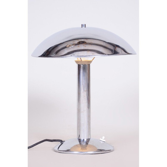 Image 1 of Paire de lampes de table Art déco en acier chromé, Tchécoslovaquie, années 1930