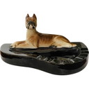 Cendrier vintage Art Déco en terre cuite pour chien
