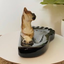 Cendrier vintage Art Déco en terre cuite pour chien