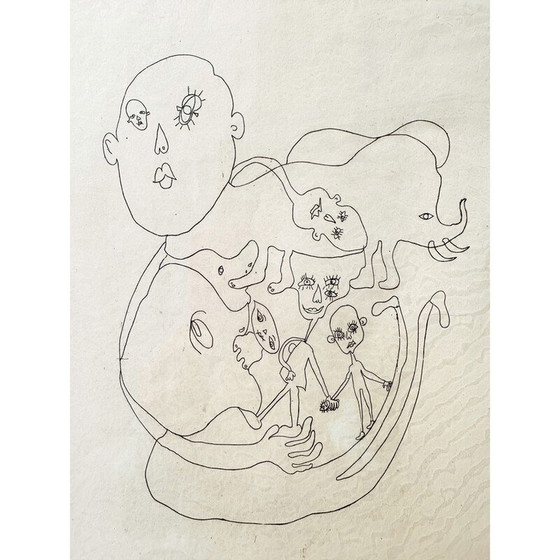 Image 1 of Lithographie vintage dans un cadre en bois laqué de L. Gewisgold, 1970