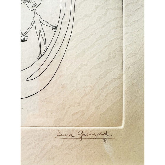 Image 1 of Lithographie vintage dans un cadre en bois laqué de L. Gewisgold, 1970