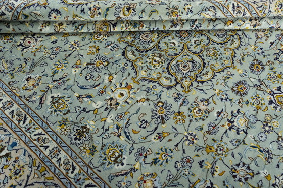 Image 1 of 391 X 293 cm Tapis Keshan noué à la main En vert pistache