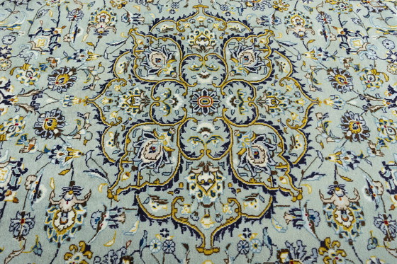 Image 1 of 391 X 293 cm Tapis Keshan noué à la main En vert pistache