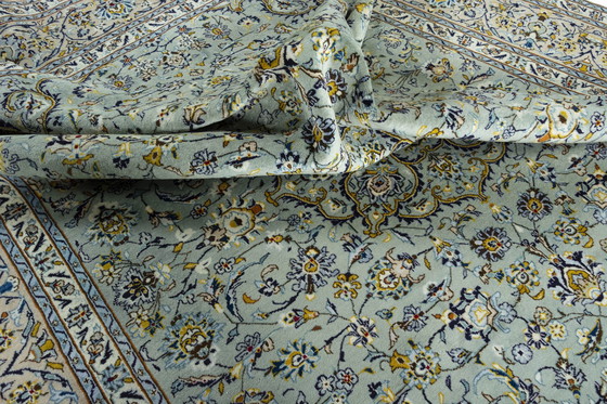 Image 1 of 391 X 293 cm Tapis Keshan noué à la main En vert pistache