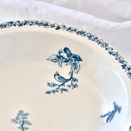 Image 1 of Plat Creux / Saladier Xixe Terre De Fer Oiseaux Choisy-Le-Roi Hb & C