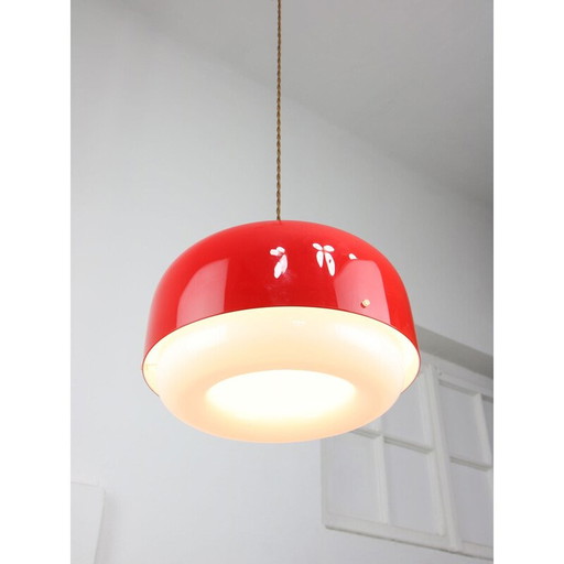 Lampe suspendue rouge Medusa Space-Age par Luigi Massoni pour Guzzini, 1970