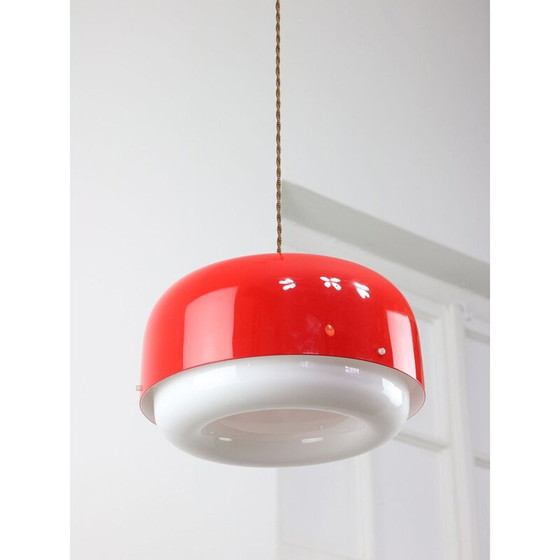 Image 1 of Lampe suspendue rouge Medusa Space-Age par Luigi Massoni pour Guzzini, 1970